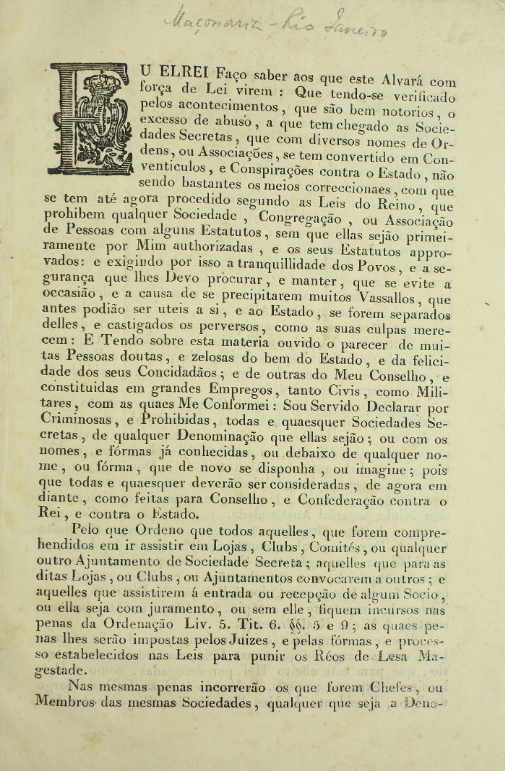 ALVARÁ DOM JOÃO VI